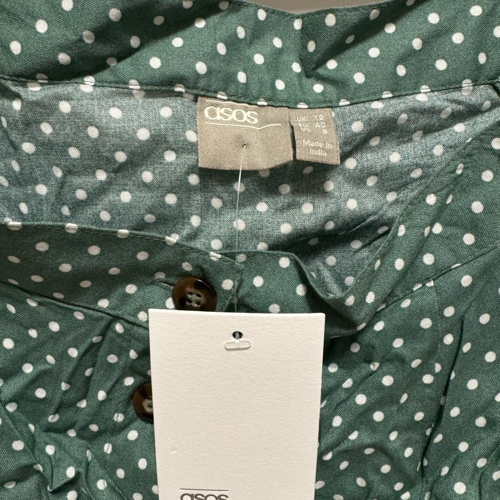 ✨NWT✨ ASOS Green Polka Dot Button-Up Skirt - Picture 5 of 9